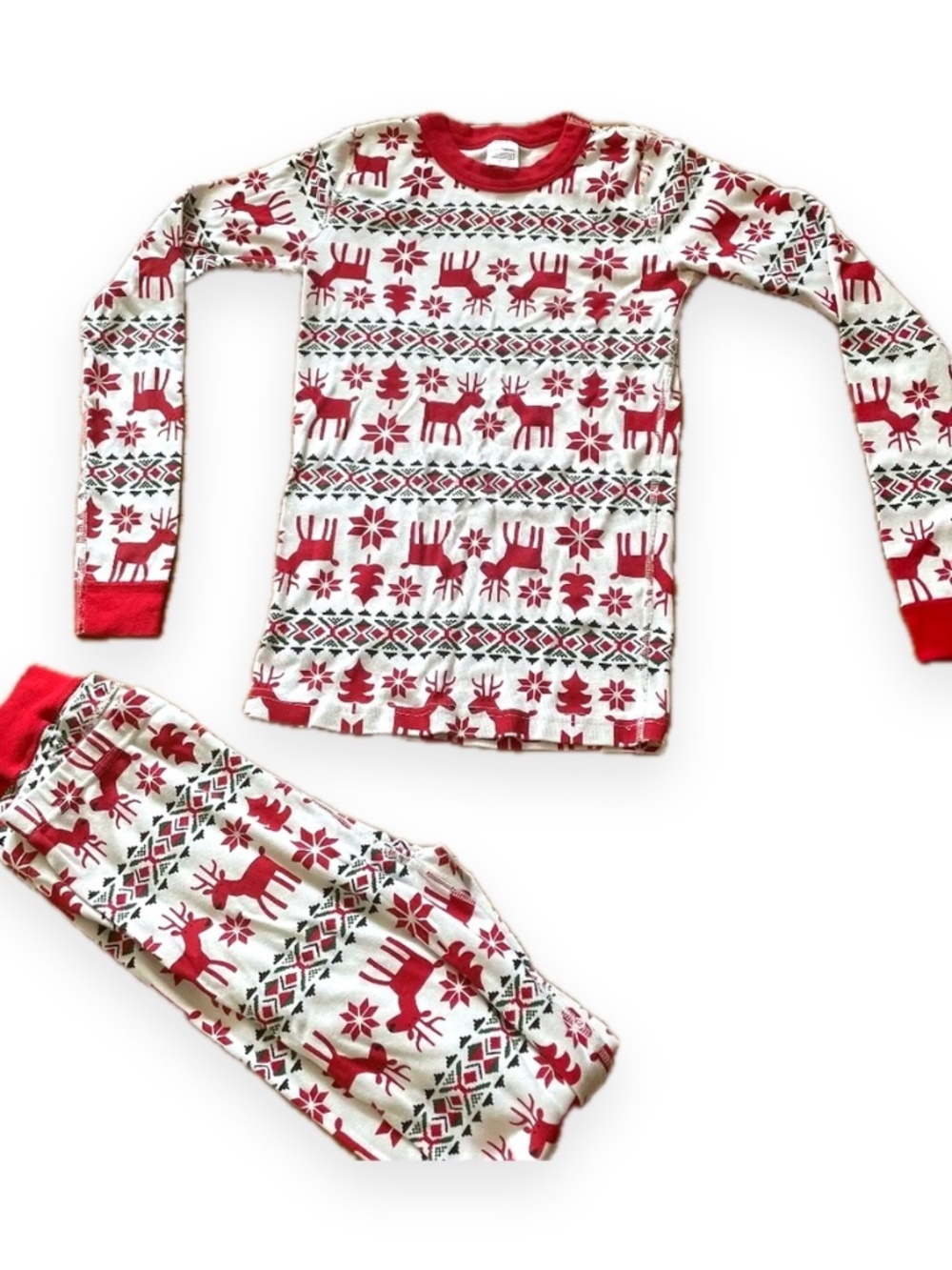 Hanna Andersson Kids Sz 14 Reindeer Thermal Pajama Set Cotton
